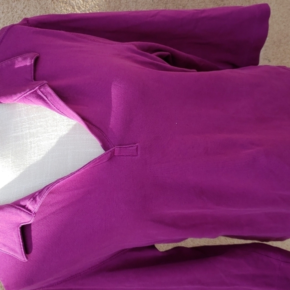 Vintage 90's Mossimo stretch Fuchsia pink polo colared 3/4 quarter Sleeves bl… - Picture 2 of 7